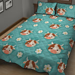 Cute Cow And Daisy Flower Pattern Print Quilt Bed Set