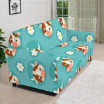 Cute Cow And Daisy Flower Pattern Print Sofa Cover
