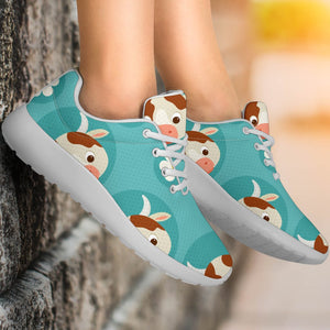 Cute Cow And Daisy Flower Pattern Print Sport Shoes GearFrost