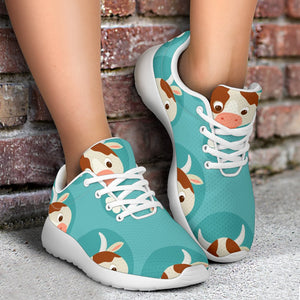 Cute Cow And Daisy Flower Pattern Print Sport Shoes GearFrost