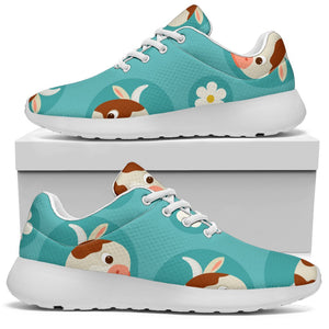 Cute Cow And Daisy Flower Pattern Print Sport Shoes GearFrost