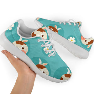 Cute Cow And Daisy Flower Pattern Print Sport Shoes GearFrost