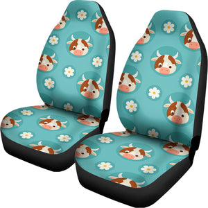 Cute Cow And Daisy Flower Pattern Print Universal Fit Car Seat Covers