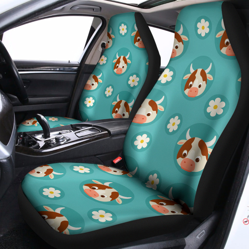 Cute Cow And Daisy Flower Pattern Print Universal Fit Car Seat Covers
