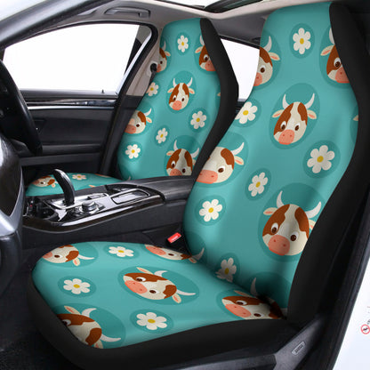 Cute Cow And Daisy Flower Pattern Print Universal Fit Car Seat Covers