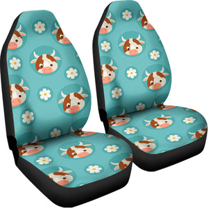 Cute Cow And Daisy Flower Pattern Print Universal Fit Car Seat Covers
