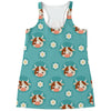 Cute Cow And Daisy Flower Pattern Print Women's Racerback Tank Top