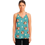 Cute Cow And Daisy Flower Pattern Print Women's Racerback Tank Top