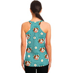 Cute Cow And Daisy Flower Pattern Print Women's Racerback Tank Top