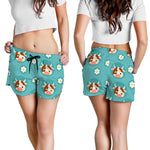 Cute Cow And Daisy Flower Pattern Print Women's Shorts