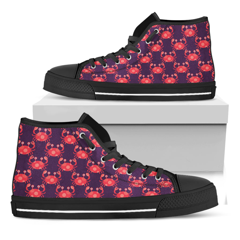 Cute Crab Pattern Print Black High Top Shoes