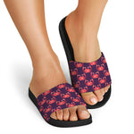 Cute Crab Pattern Print Black Slide Sandals