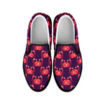 Cute Crab Pattern Print Black Slip On Shoes
