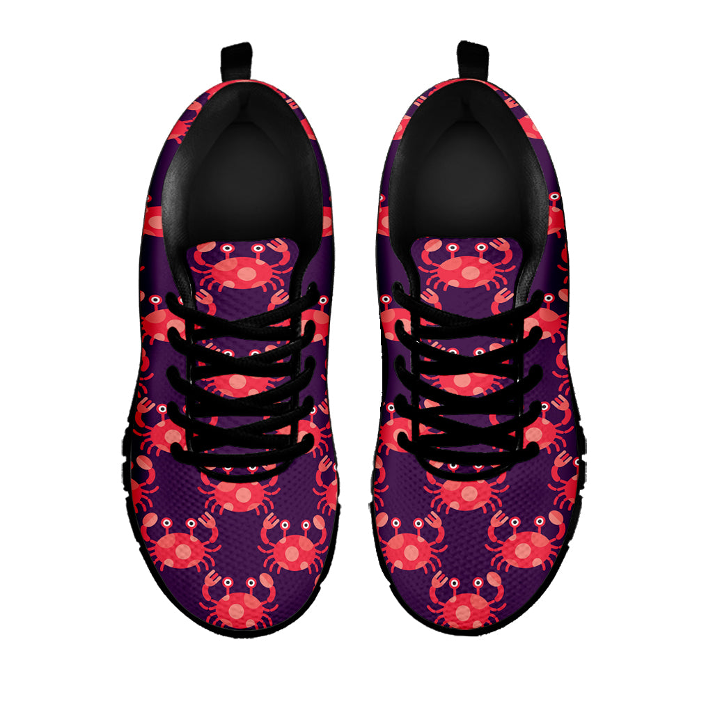 Cute Crab Pattern Print Black Sneakers