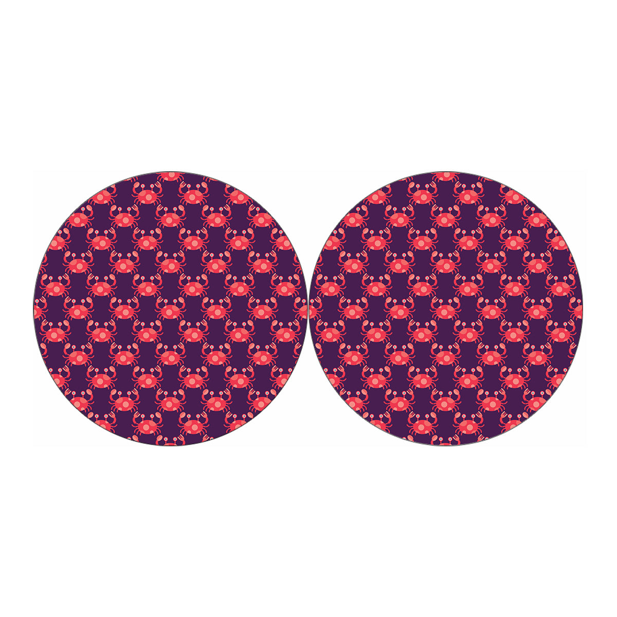 Cute Crab Pattern Print Car Coasters