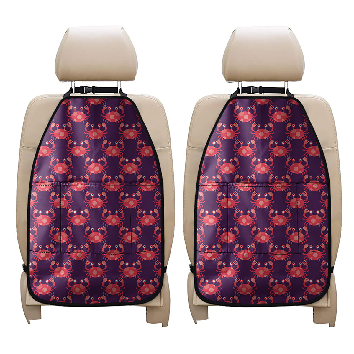 Cute Crab Pattern Print Car Seat Organizers