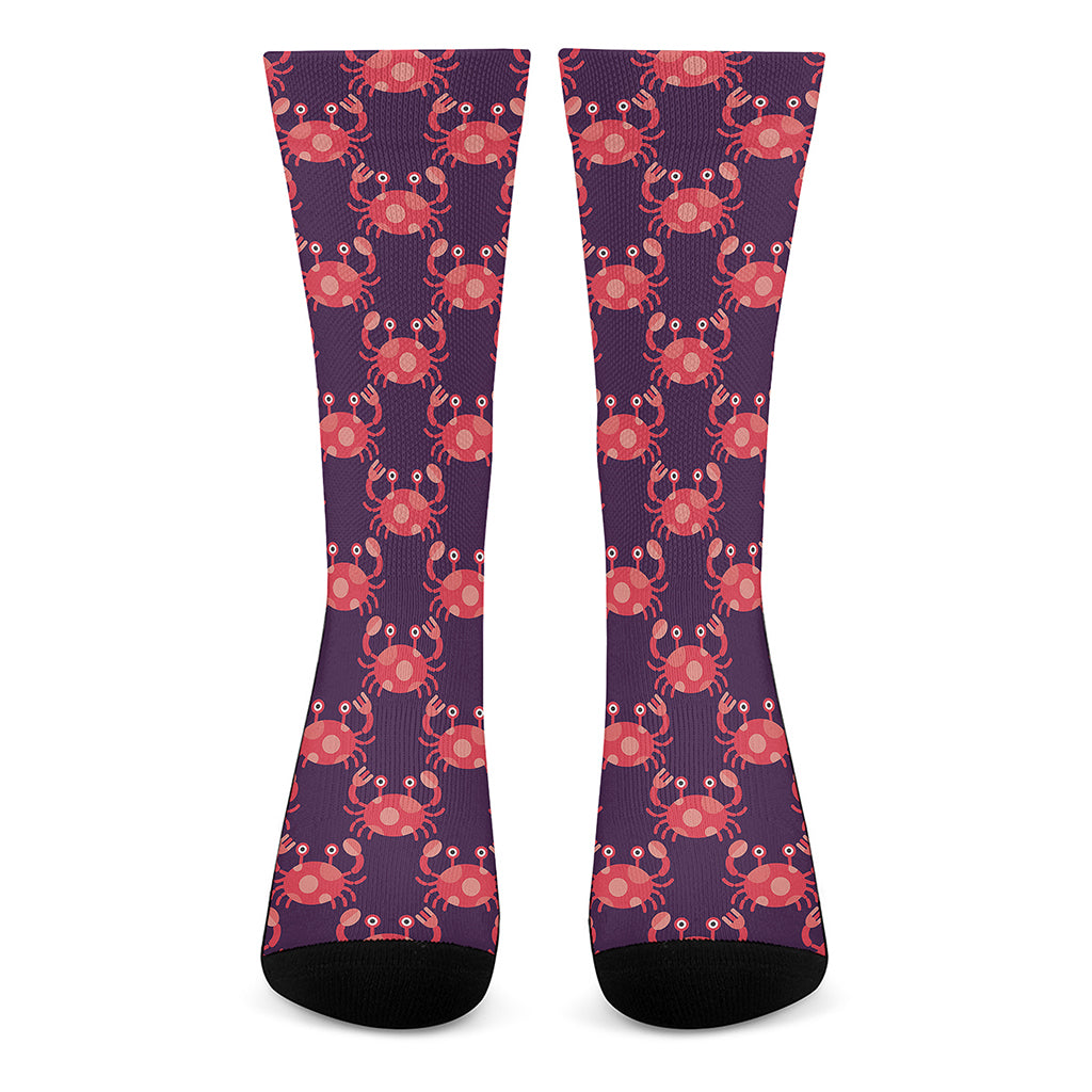 Cute Crab Pattern Print Crew Socks