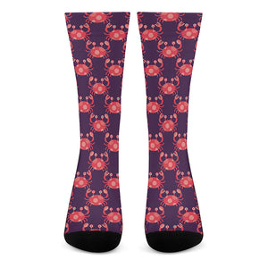 Cute Crab Pattern Print Crew Socks