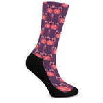 Cute Crab Pattern Print Crew Socks