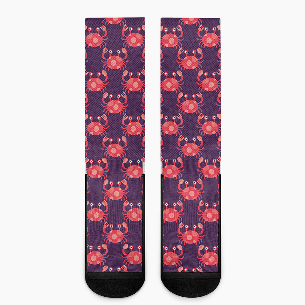 Cute Crab Pattern Print Crew Socks