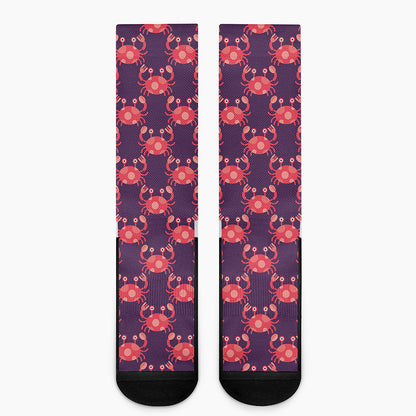 Cute Crab Pattern Print Crew Socks