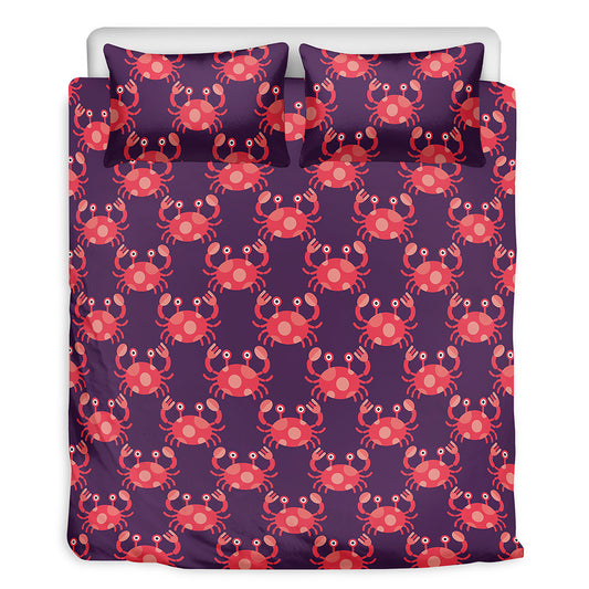 Cute Crab Pattern Print Duvet Cover Bedding Set