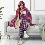 Cute Crab Pattern Print Hooded Blanket