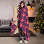 Cute Crab Pattern Print Hooded Blanket