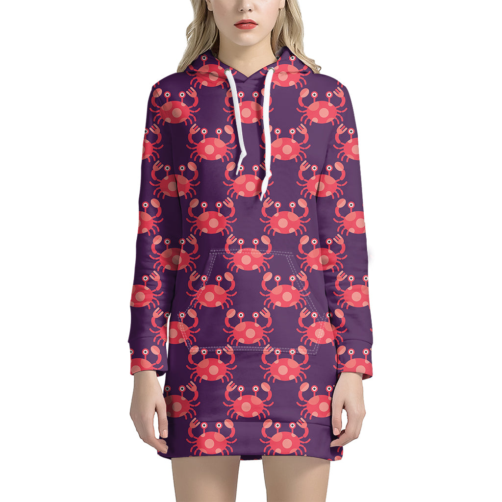 Cute Crab Pattern Print Hoodie Dress