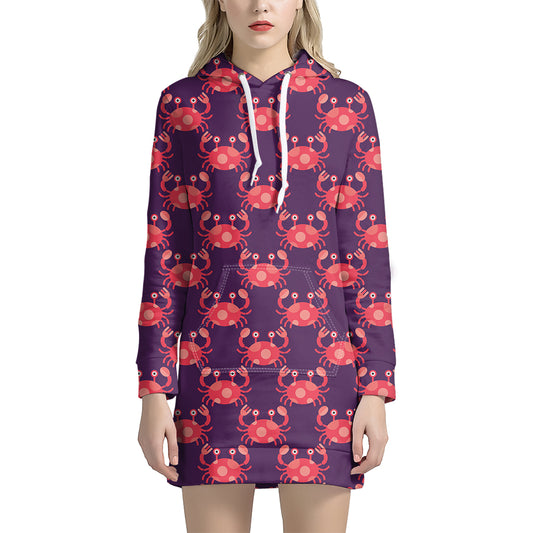 Cute Crab Pattern Print Hoodie Dress