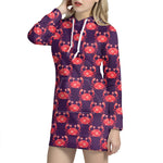 Cute Crab Pattern Print Hoodie Dress
