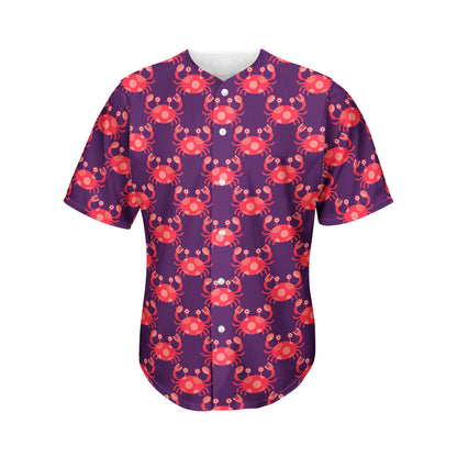 Cute Crab Pattern Print Men's Baseball Jersey