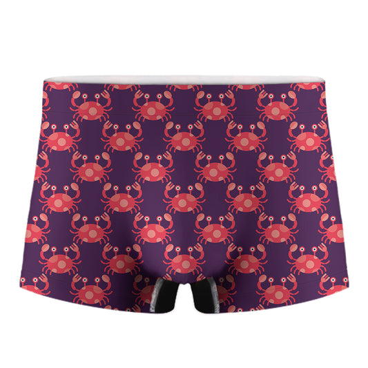 Cute Crab Pattern Print Men's Boxer Briefs