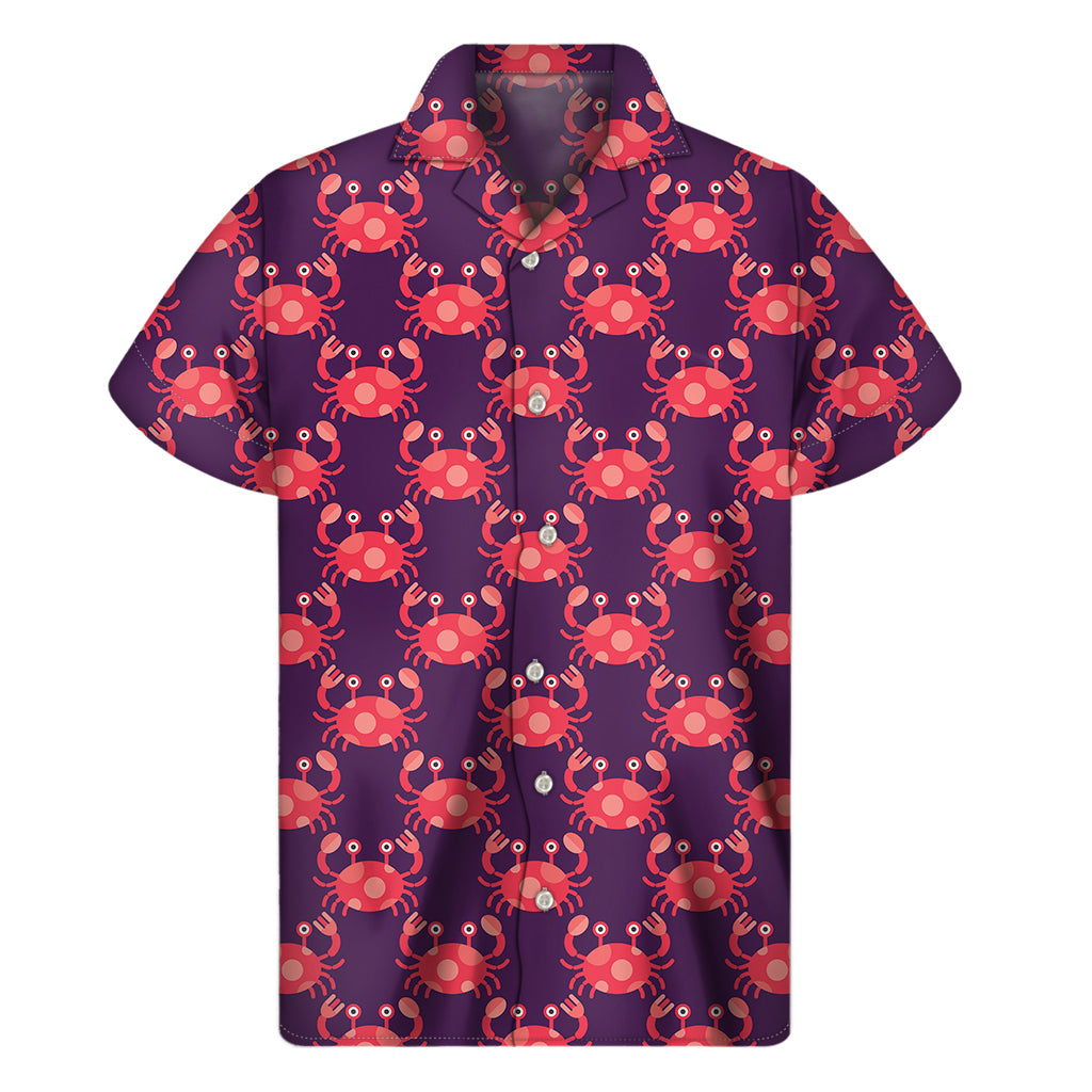 Cute Crab Pattern Print Men's Short Sleeve Shirt