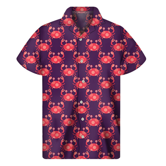 Cute Crab Pattern Print Men's Short Sleeve Shirt