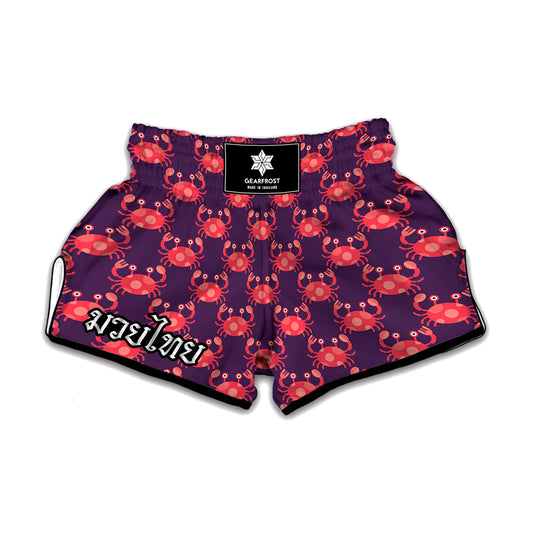 Cute Crab Pattern Print Muay Thai Boxing Shorts