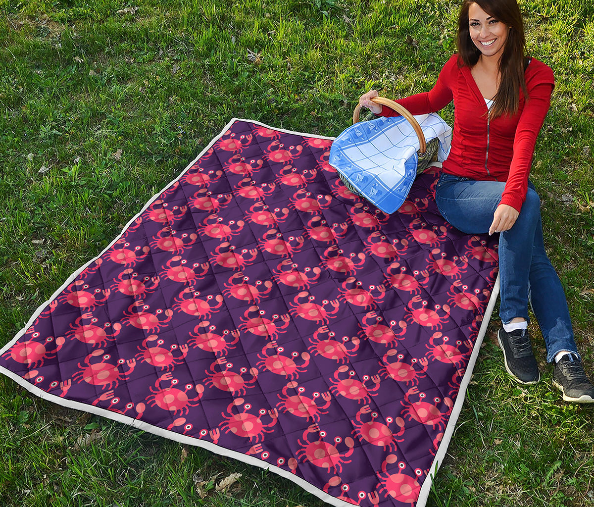 Cute Crab Pattern Print Quilt