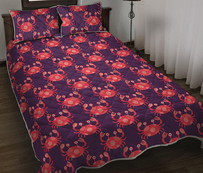 Cute Crab Pattern Print Quilt Bed Set