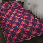 Cute Crab Pattern Print Quilt Bed Set