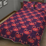 Cute Crab Pattern Print Quilt Bed Set
