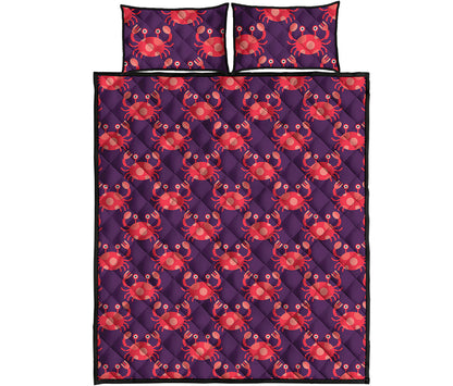Cute Crab Pattern Print Quilt Bed Set