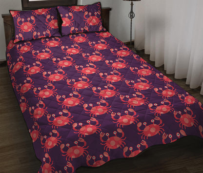 Cute Crab Pattern Print Quilt Bed Set