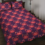 Cute Crab Pattern Print Quilt Bed Set