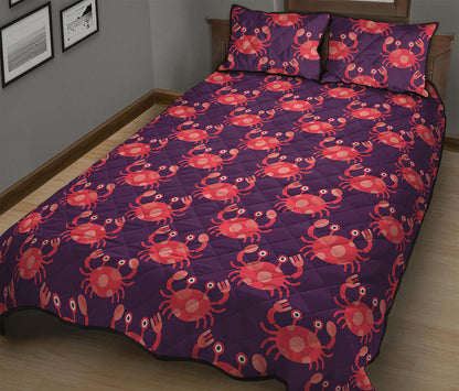 Cute Crab Pattern Print Quilt Bed Set