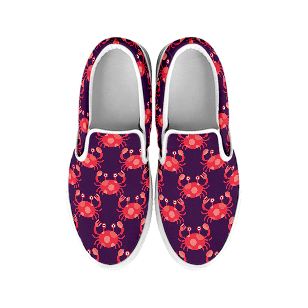 Cute Crab Pattern Print White Slip On Shoes