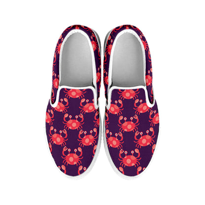 Cute Crab Pattern Print White Slip On Shoes