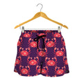 Cute Crab Pattern Print Women's Shorts