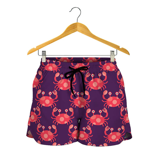 Cute Crab Pattern Print Women's Shorts