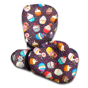 Cute Cupcake Pattern Print Boxing Gloves