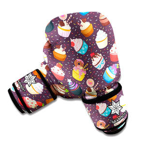 Cute Cupcake Pattern Print Boxing Gloves